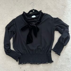 Misa Los Angeles Smocked Sheer Long sleeve top size S